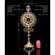 Antique Neogothic Monstrance. Silver, Gold, Diamonds, Rubies, Pearls and Lapis Lazuli. 1855