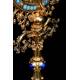 Antique Neogothic Monstrance. Silver, Gold, Diamonds, Rubies, Pearls and Lapis Lazuli. 1855