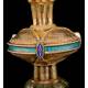 Extraordinary Antique Chalice in Solid Silver and Enamels by Armand Caillat. Circa 1890