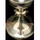 Antique Chalice and Paten in Solid Silver by Armand Caillat Fils. Lyon, France, Circa 1910