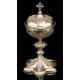 Antique Ciborium in Gilt Silver and Enamels. Louis Guillat. Lyon, France, Circa 1900