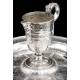 Antique Peruvian Solid Silver Pitcher and Tray, 2,470 Kg. Peru, S. XIX