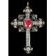 Chest Cross in Silver, Bronze, White Topaz, Agates and Fluorite. Years 70-80s