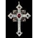 Chest Cross in Silver, Bronze, White Topaz, Agates and Fluorite. Years 70-80s