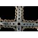 Chest Cross: Silver, Bronze, White Topaz, Pink Calcite and Green Agate. Years 70-80