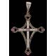 Chest Cross in Silver, Bronze, White Topazes and Pink Calcites. Years 70-80s