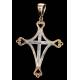 Chest Cross in Silver, Bronze, White Topazes and Pink Calcites. Years 70-80s