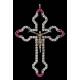 Chest Cross in Silver, Bronze, White Topaz and Pink Calcites. Years 70-80