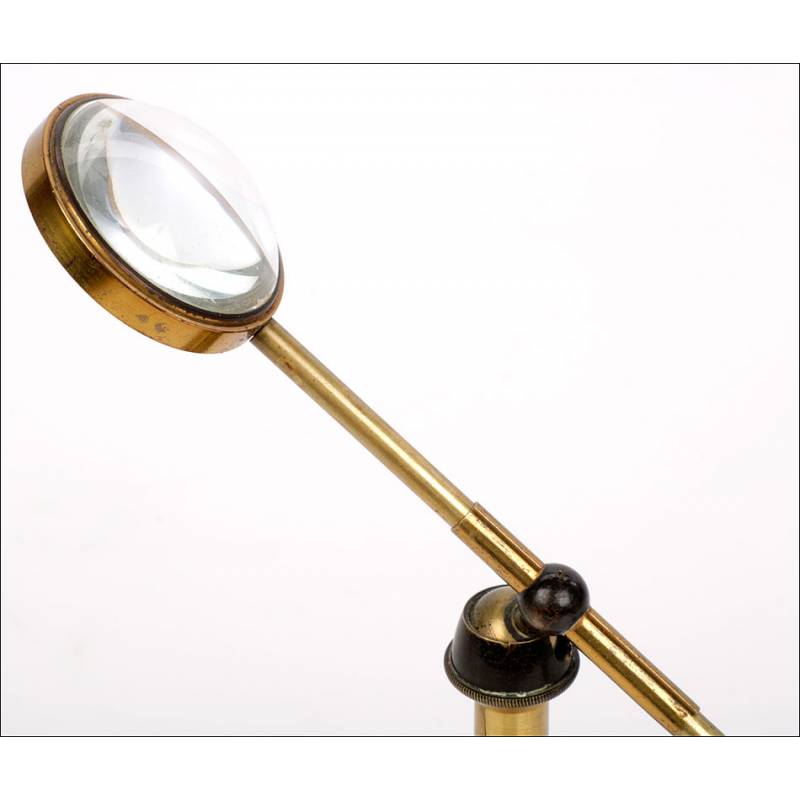 Antique 1900s Victorian Magnifying Glass on Adjustable Brass Stand