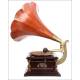 Antique Banus Gramophone with Wooden Horn Spain. 1925