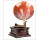 Antique Banus Gramophone with Wooden Horn Spain. 1925