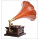 Antique Banus Gramophone with Wooden Horn Spain. 1925