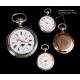 Antique Oversized Silver Pocket Watch, Calendar and Moon Phase. 1890