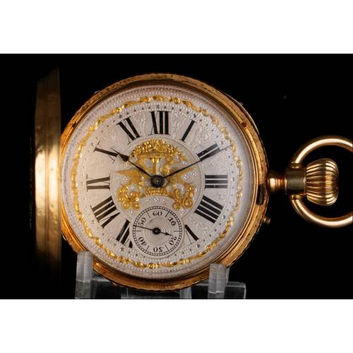 Antiguo reloj de bolsillo en oro macizo de 18K. Suiza, circa 1890.