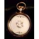 Antiguo Reloj de Bolsillo en Oro de 18K por Paul Jeannot. Favory. Ginebra, Suiza, 1900