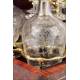 Antique French Liquor Cabinet. Carved glassware. Complete. Key. France, Circa 1900