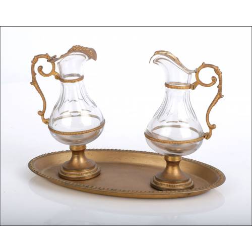 Set of Ecclesiastical Vase Set in Antique Brass, Circa 1900.