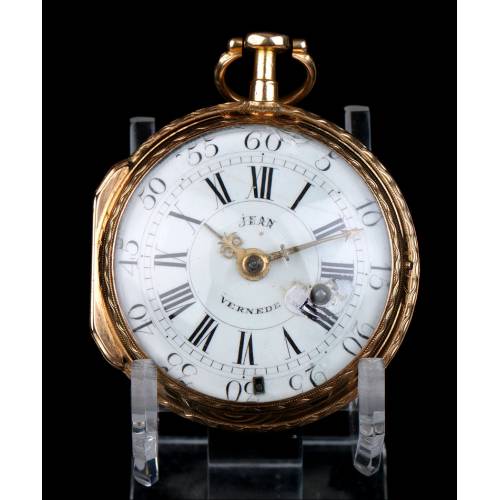 Antique verge fusee watch, in 18K solid gold, by Jean Vernede. France, 1790