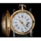 Antique verge fusee watch, in 18K solid gold, by Jean Vernede. France, 1790