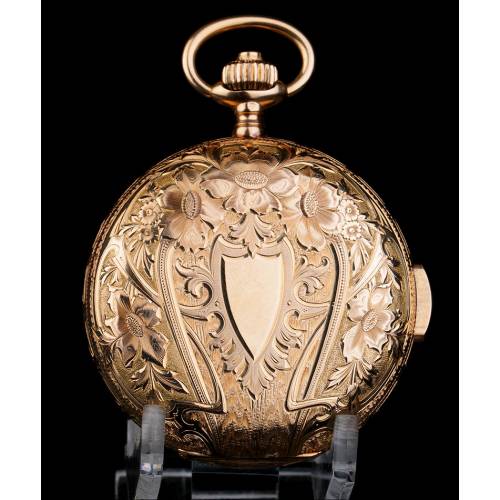 Antique Pocket Clock with Minute Repeater. 18K Gold. 18K gold. Switzerland, Circa 1880.