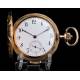 Antique Pocket Clock with Minute Repeater. 18K Gold. 18K gold. Switzerland, Circa 1880.