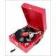 Antique Red Suitcase Gramophone. Germany, Circa 1930