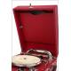 Antique Red Suitcase Gramophone. Germany, Circa 1930