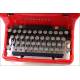 Antique Red Underwood 5 typewriter with Spanish keyboard. Circa 1930's