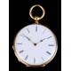 Antique Ladies' Pocket Watch. 18 K gold. France-Switzerland, 1870