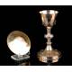 Antique Chalice in Solid Silver Gilt and Garnets. Case. France, Circa 1880