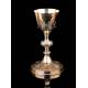 Antique Chalice in Solid Silver Gilt and Garnets. Case. France, Circa 1880