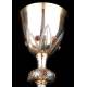 Antique Chalice in Solid Silver Gilt and Garnets. Case. France, Circa 1880