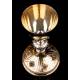 Antique Chalice in Solid Silver Gilt and Garnets. Case. France, Circa 1880