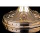 Antique Chalice in Solid Silver Gilt and Garnets. Case. France, Circa 1880