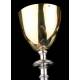 Antique Traveling Chalice and Paten in Silver. France, Circa 1900