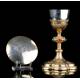 Antique Chalice and Paten. Silver and Gilded Brass. France, Circa 1900