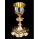 Antique Chalice and Paten. Silver and Gilded Brass. France, Circa 1900