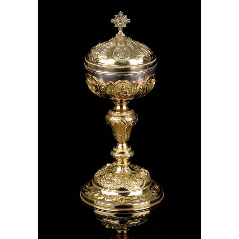 Antique Solid Silver Gilded Ciborium. France, Circa 1860