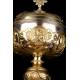 Antique Solid Silver Gilded Ciborium. France, Circa 1860