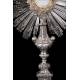 Superb antique solid silver monstrance. France, Circa 1880