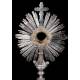 Superb antique solid silver monstrance. France, Circa 1880