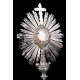 Superb antique solid silver monstrance. France, Circa 1880