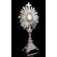 Superb antique solid silver monstrance. France, Circa 1880