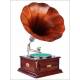 Antique Banus Gramophone with Wooden Horn. 1920