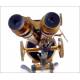 Antique Henry Crouch Binocular Microscope. England, Circa 1900