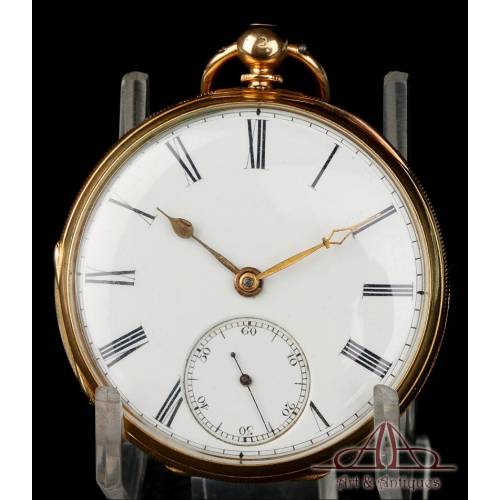 Antique Semi-Catalinian Pocket Watch. 18K gold. Jones. England, 1869