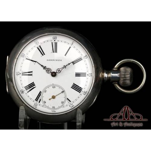 Antique Longines Pocket Watch in 925 Silver. Circa 1880