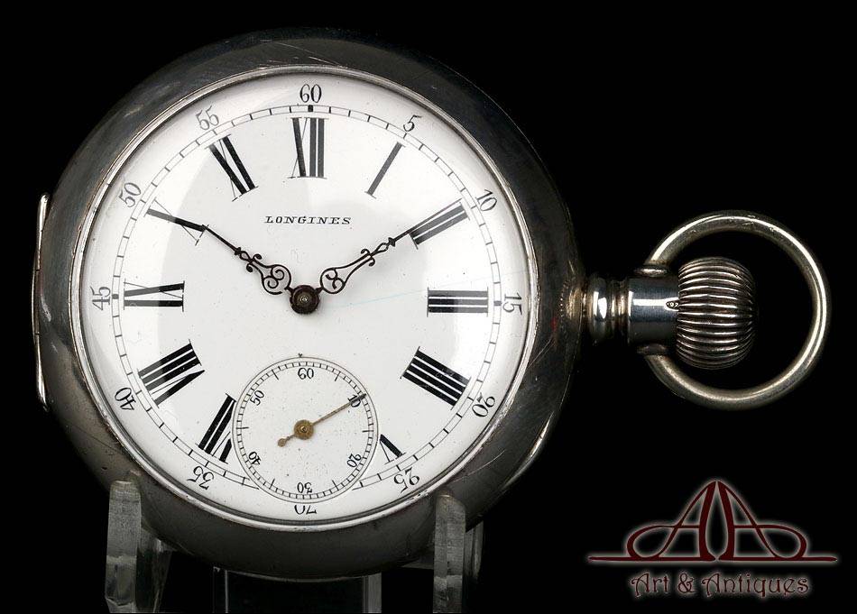 Antique Longines Pocket Watch in 925 Silver. Circa 1880