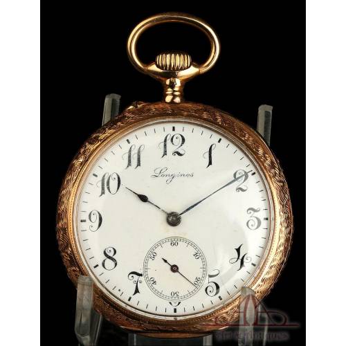 Antique 18K Gold Longines Pocket Watch. Switzerland, Circa 1900