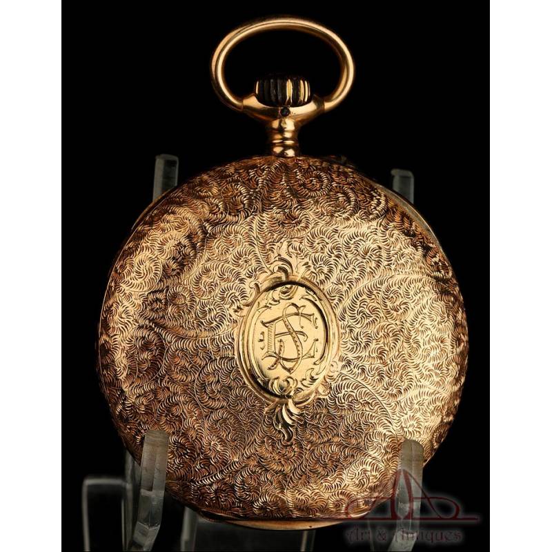 Antique Longines 18K Gold Pocket Watch. Switzerland Circa 1900